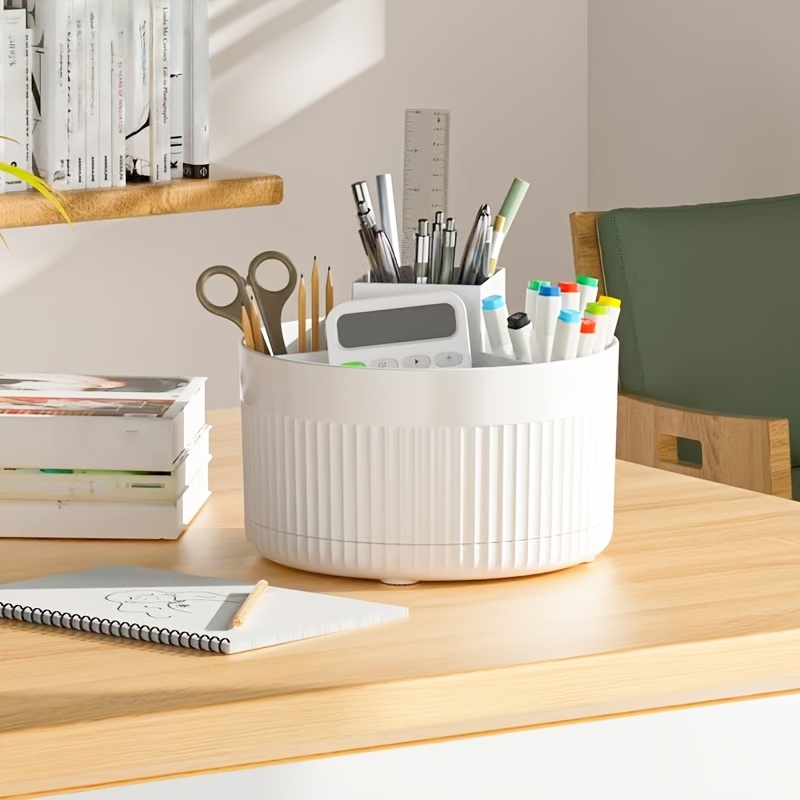Pen Holder Organizer - Rotating Desktop Storage Box Cosmetic Brush