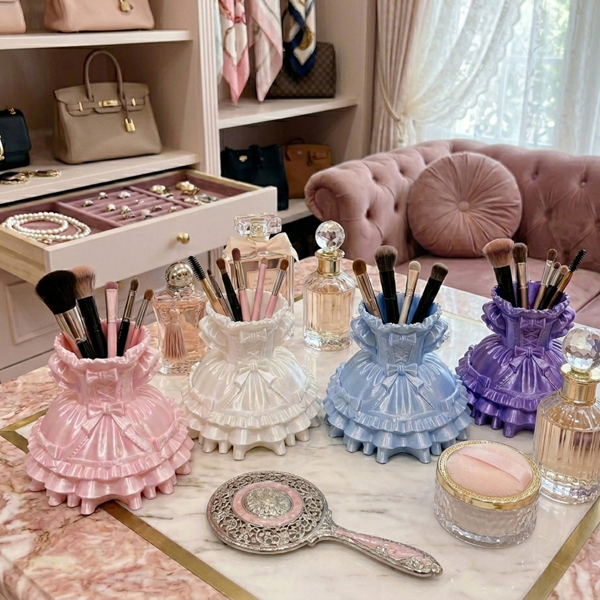 Pen Holder Organizer - Princess Dress Makeup Brush Holder &