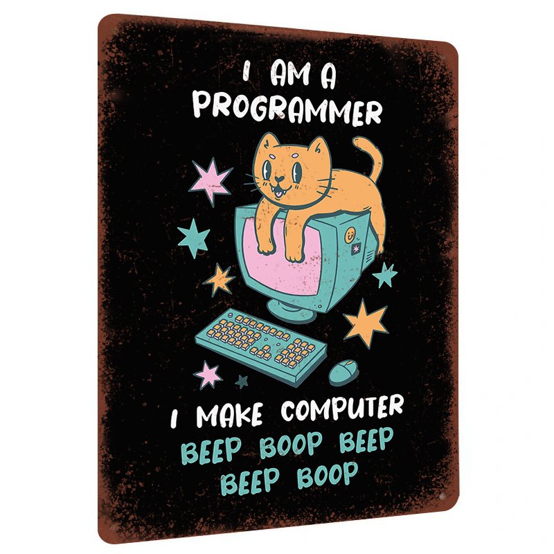 Home Office Programmer - I Am A Programmer Cat Metal
