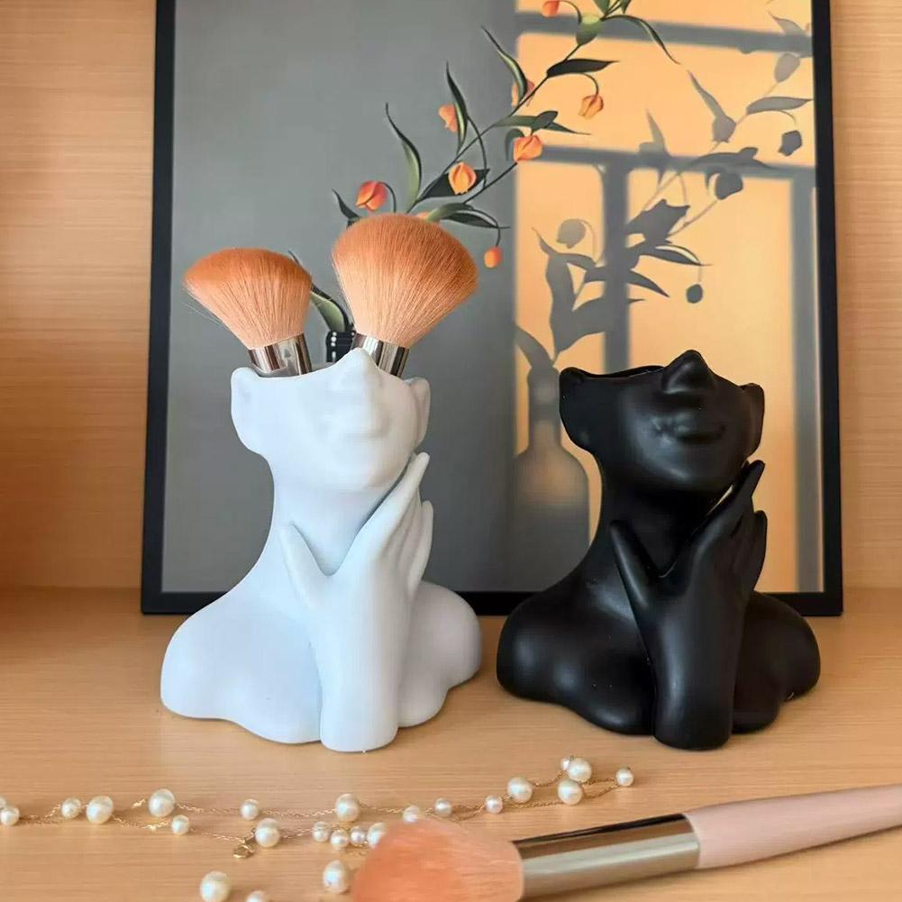 Pen Holder Organizer - Female Bust Figurine Vase Makeup Brush