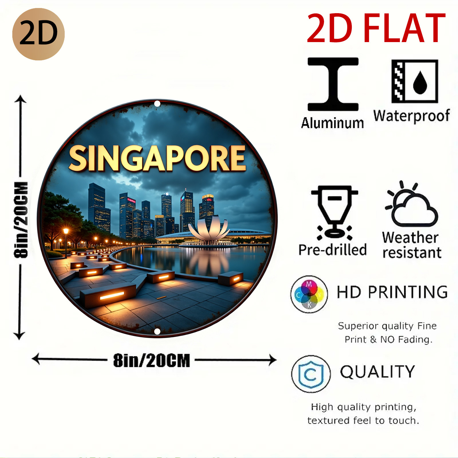 2D Flat Circular City Skyline  - Home Office Singapore review and price