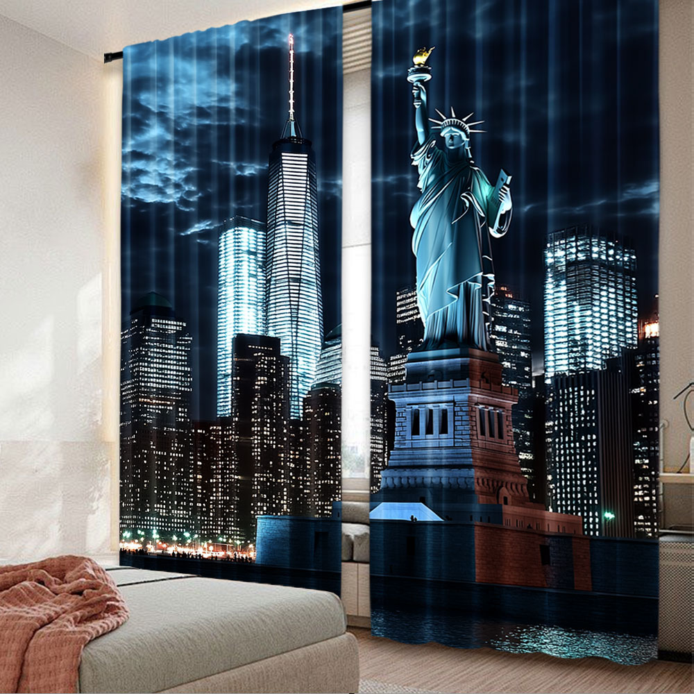 2Pcs Statue Of Liberty Curtain - Home Office York review and price