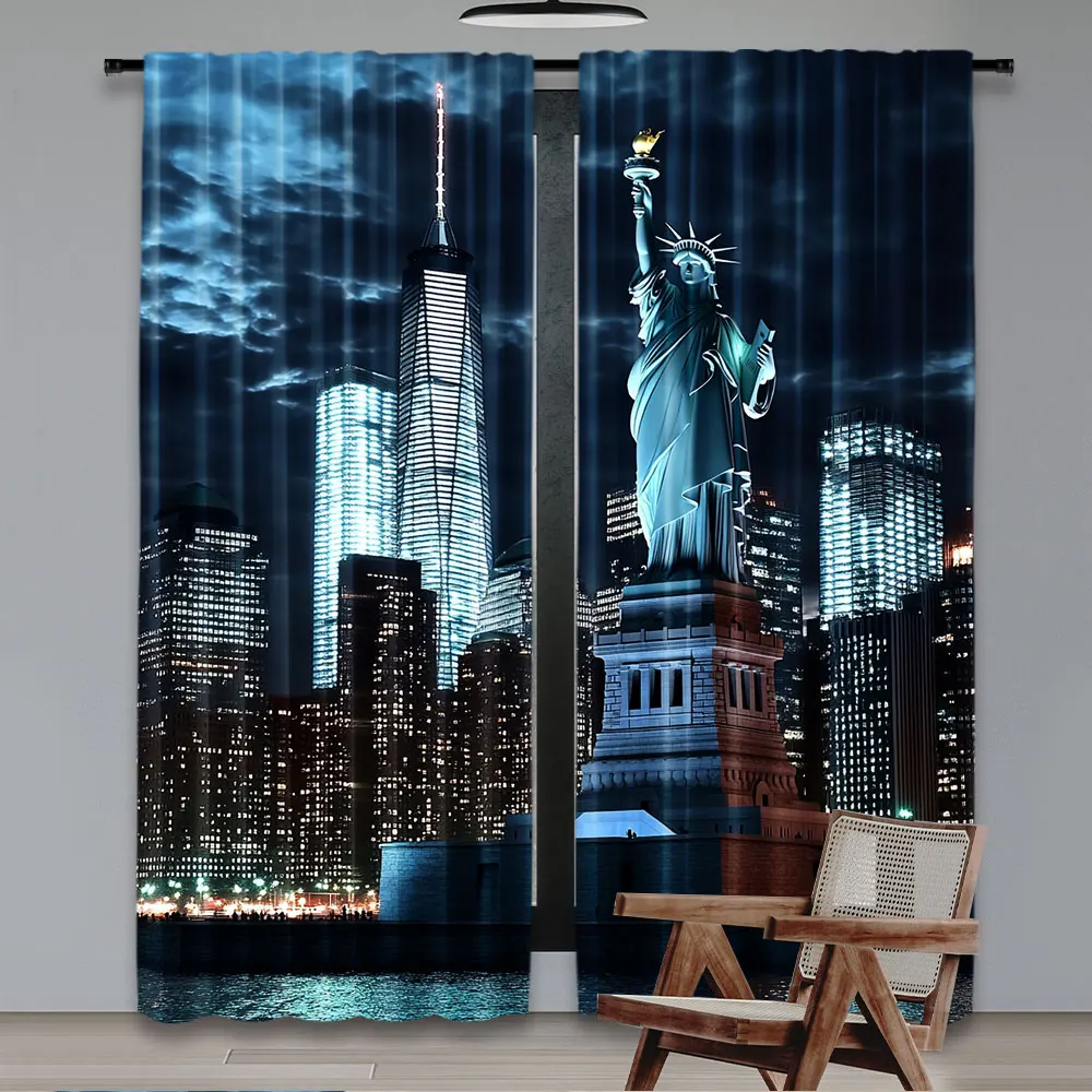 2Pcs Statue Of Liberty Curtain - Home Office York review and price