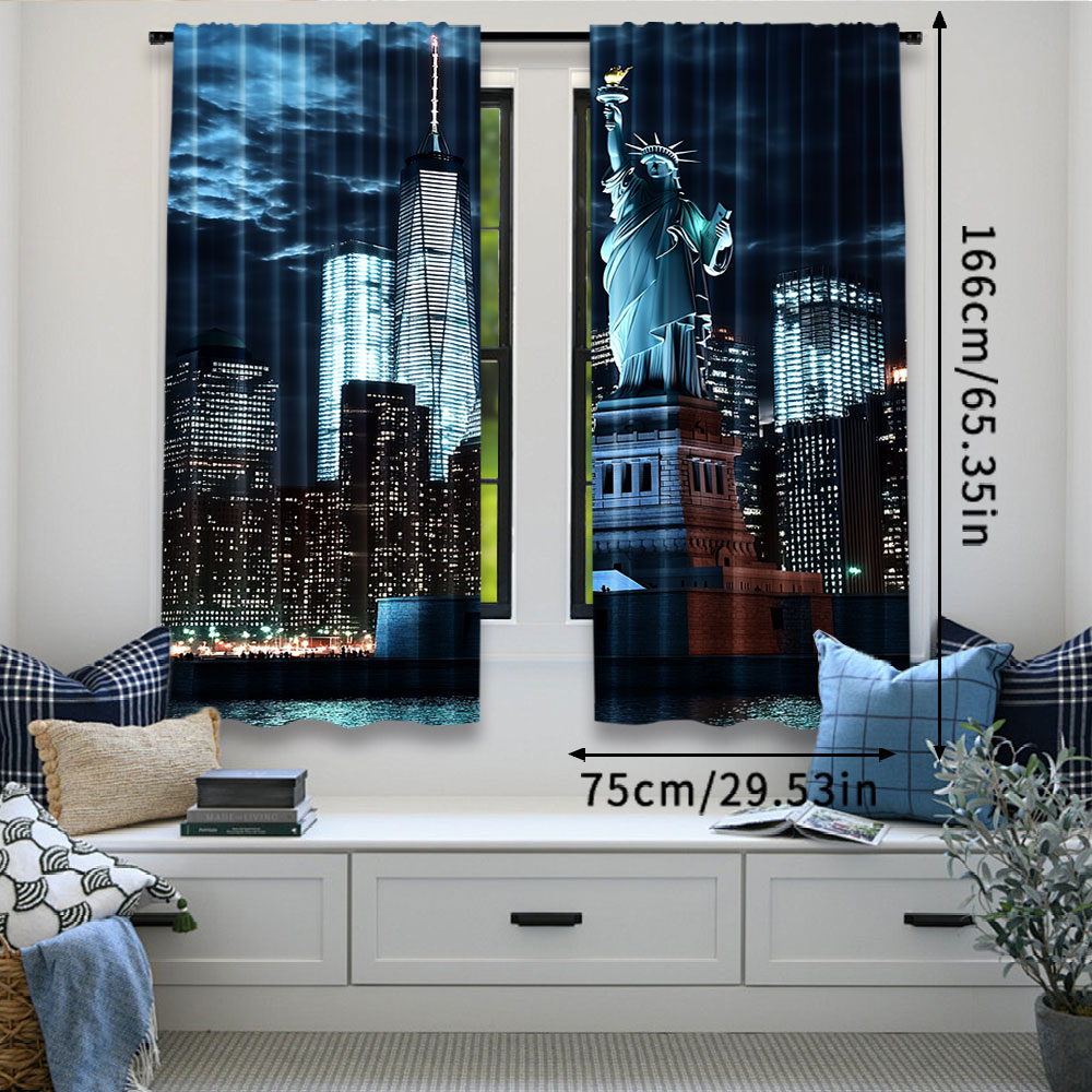 2Pcs Statue Of Liberty Curtain - Home Office York review and price