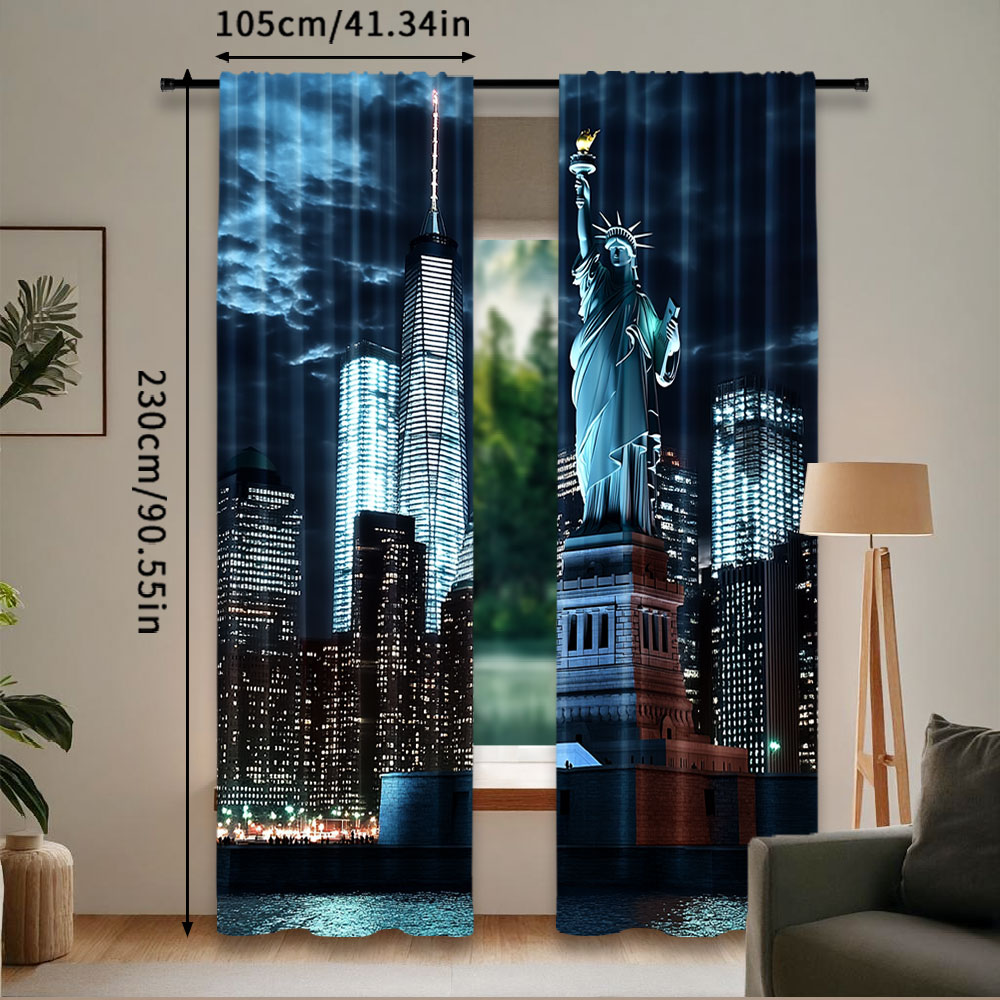 2Pcs Statue Of Liberty Curtain - Home Office York review and price
