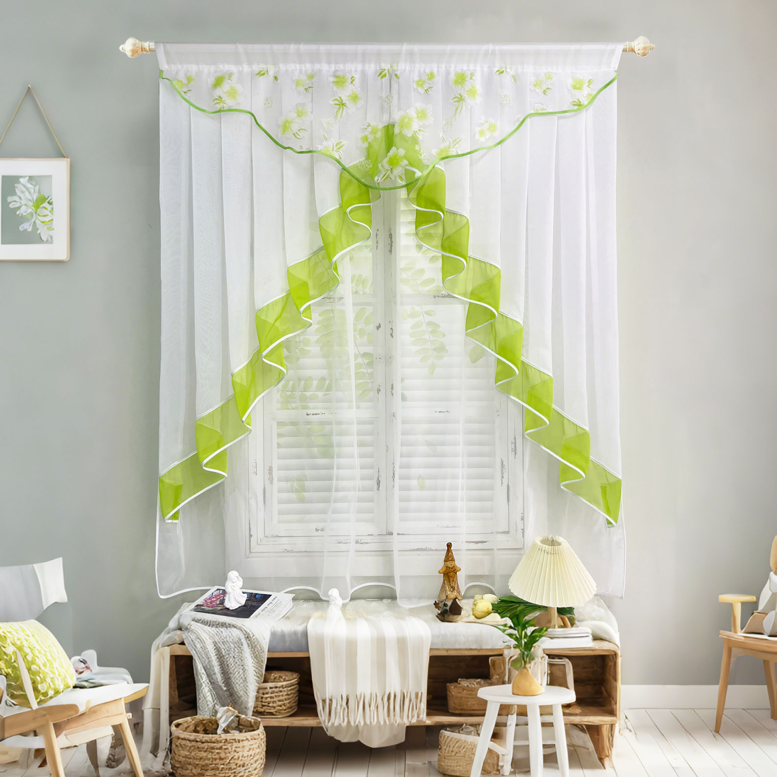Blossom Print Sheer Curtains S - Home Office Romance review and price