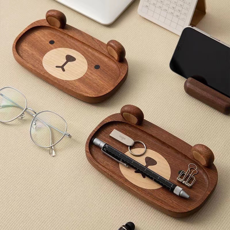 Miniature Solid Wood bear Tray - Home Office Gif review and price
