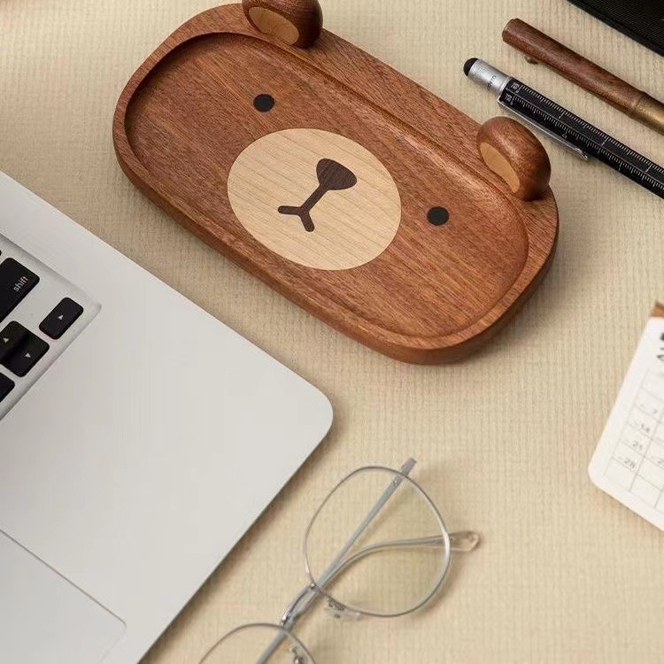 Miniature Solid Wood bear Tray - Home Office Gif review and price