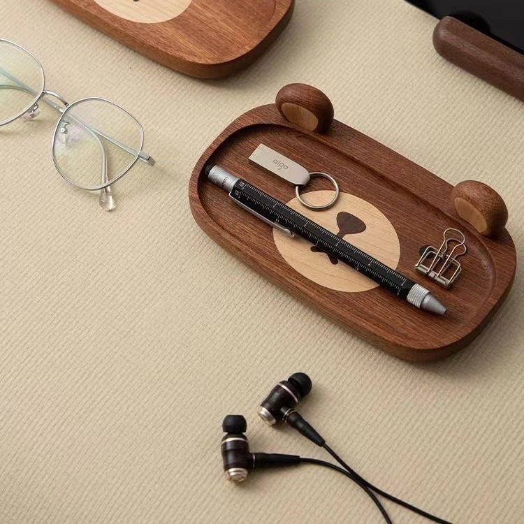 Miniature Solid Wood bear Tray - Home Office Gif review and price
