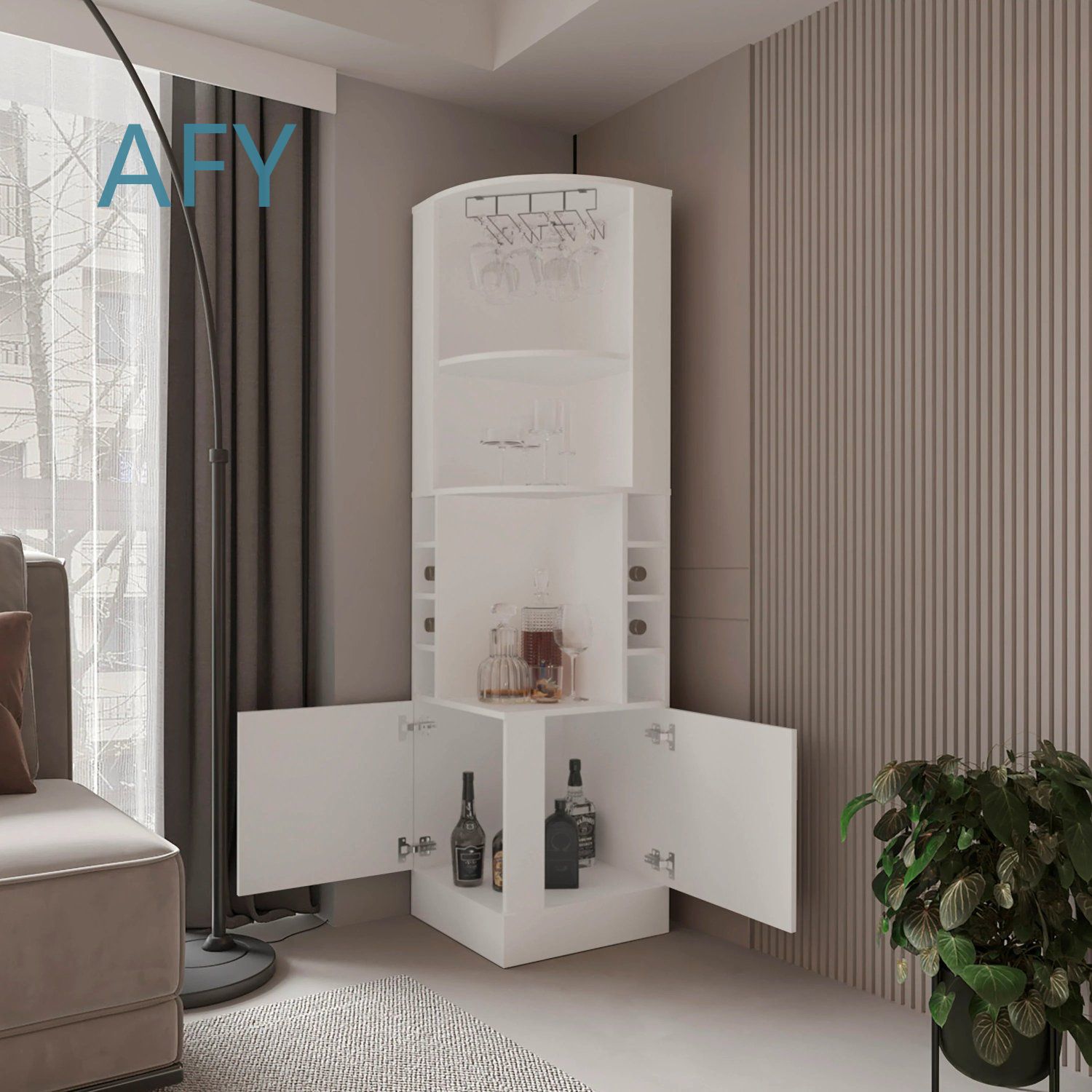 White Corner Bar Cabinet with  - Home Office Ikea review and price