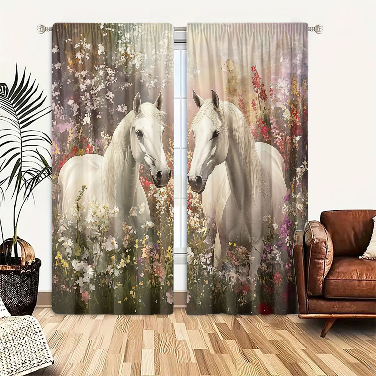 Aesthetic Horse Floral Curtain - Home Office Romance review and price